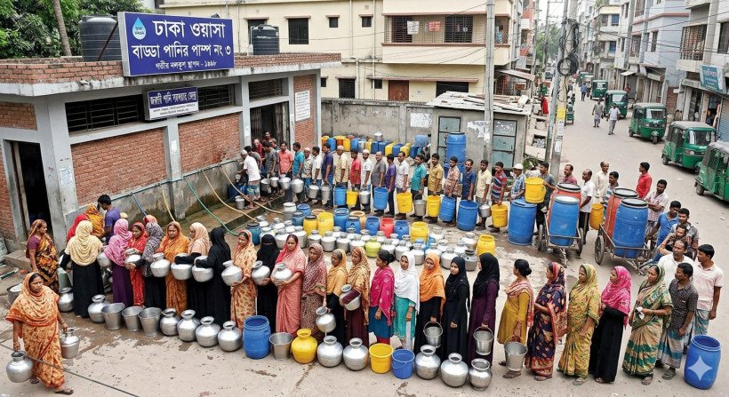 বাড্ডায় গরমে তীব্র পানি সংকট: হাহাকার তুঙ্গে, দুর্ভোগে মানুষ