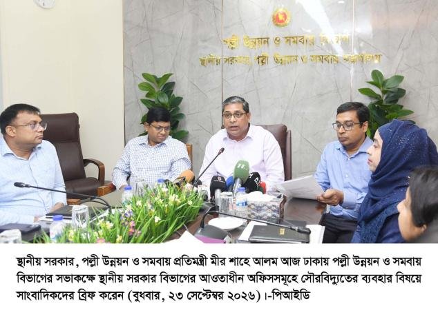 ছাদভিত্তিক সৌরবিদ্যুতের উৎপাদনে ছাড় করা হয়েছে ৩৭০ কোটি টাকা  -স্থানীয় সরকার প্রতিমন্ত্রী